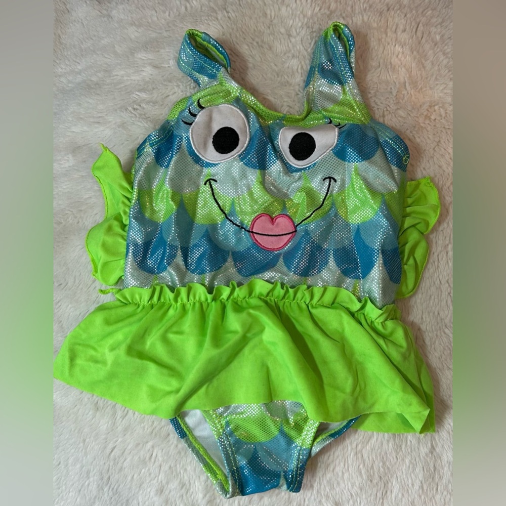 Candlesticks / Green and Blue Kids Swim One Piece